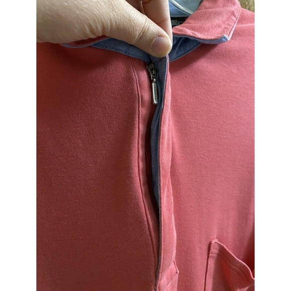 CLAIBORNE Cotton 1/4 Zip Neck Short Sleeve Polo Shirt XLT Pink Blue Fold Trim - Picture 4 of 11